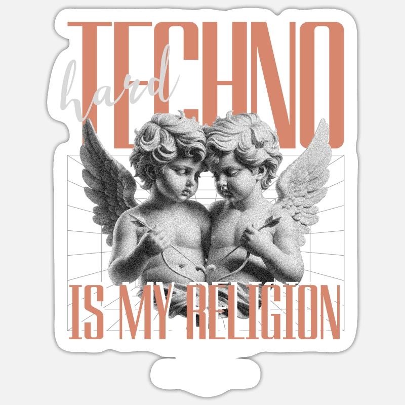 Hard Techno Angels - Sticker size S (10 x 10 cm) - white matte
