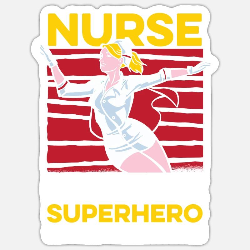 Krankenschwester Superheld - Sticker Größe S (10 x 10 cm) - Mattweiß