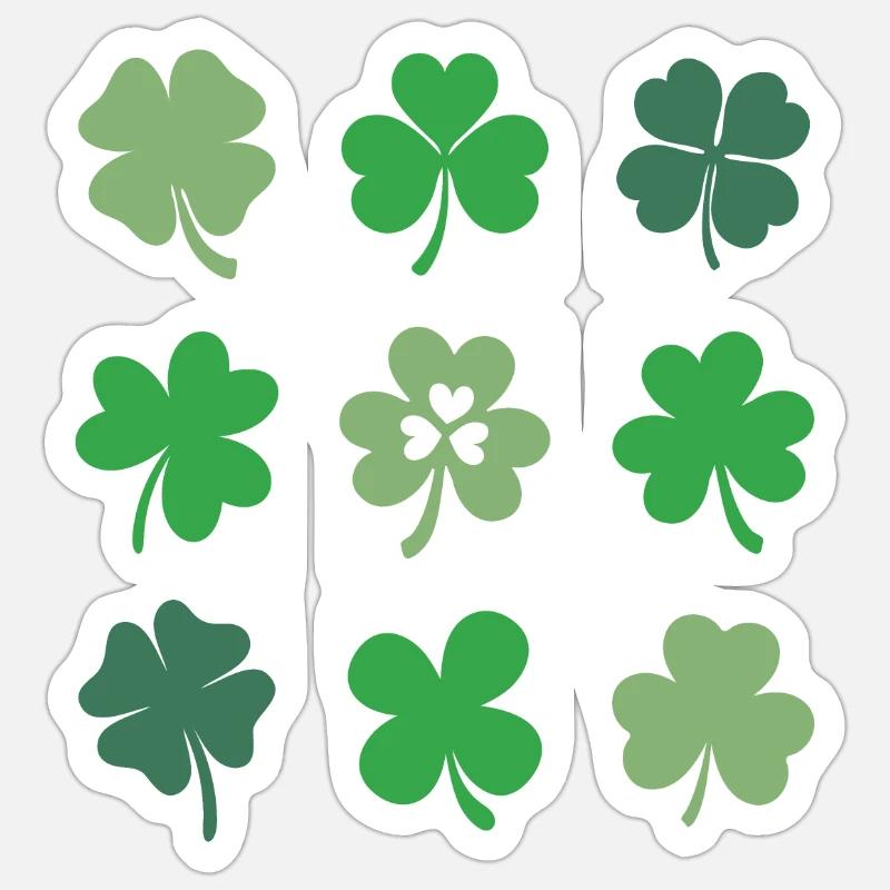 Trèfles - Sticker taille S (10 x 10 cm) - blanc mat