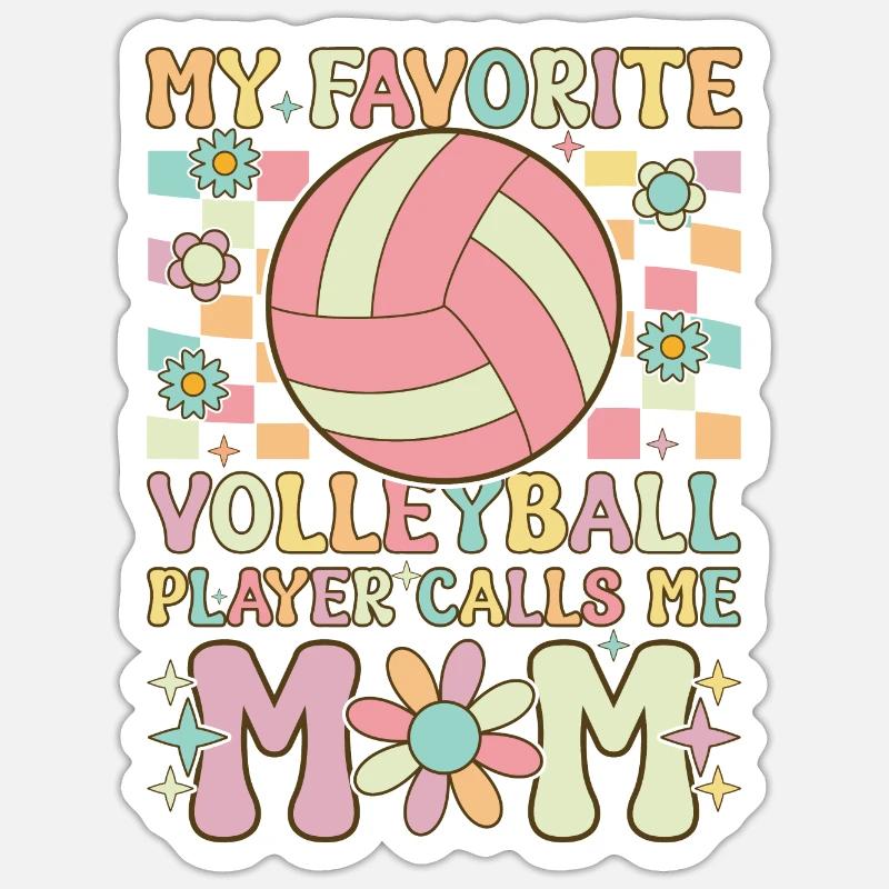 Volleyball-Mama - Sticker Größe S (10 x 10 cm) - Mattweiß