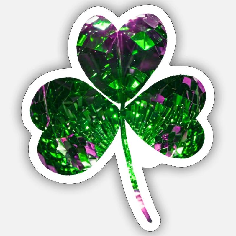 Clover,Sequins,Shamrock,Leaf,Green Sticker size S (10 x 10 cm)