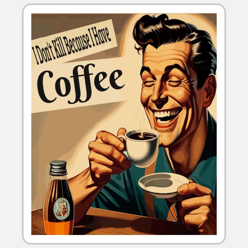 I Don't Kill Because I Have Coffee 50s Sticker size S (10 x 10 cm)