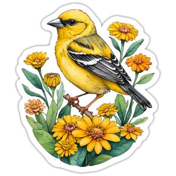 Gelber Fink - Sticker Größe S (10 x 10 cm) - Mattweiß - Vorne