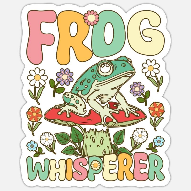 Groovy Frog Lovers - Sticker taille S (10 x 10 cm) - blanc mat