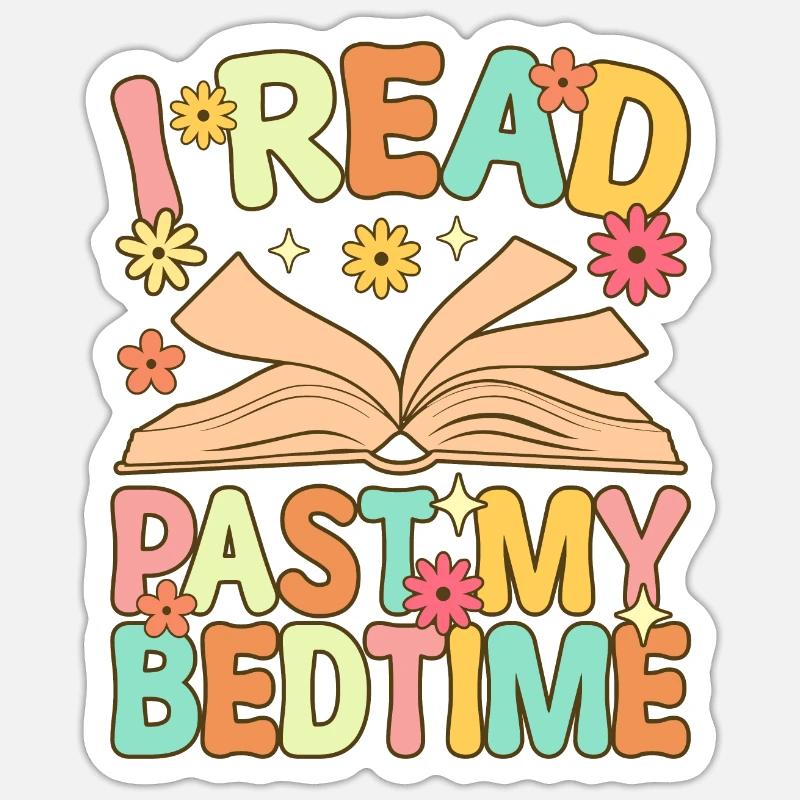 Groovy Book Reader Buch lesen - Sticker Größe S (10 x 10 cm) - Mattweiß