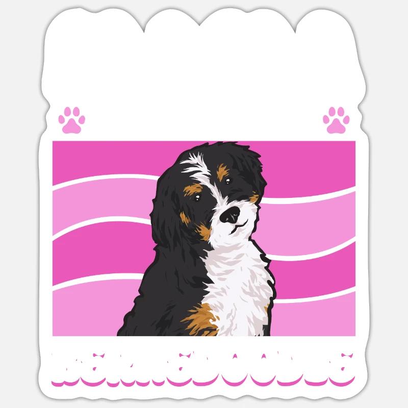 Bernedoodle Hund - Sticker Größe S (10 x 10 cm) - Mattweiß