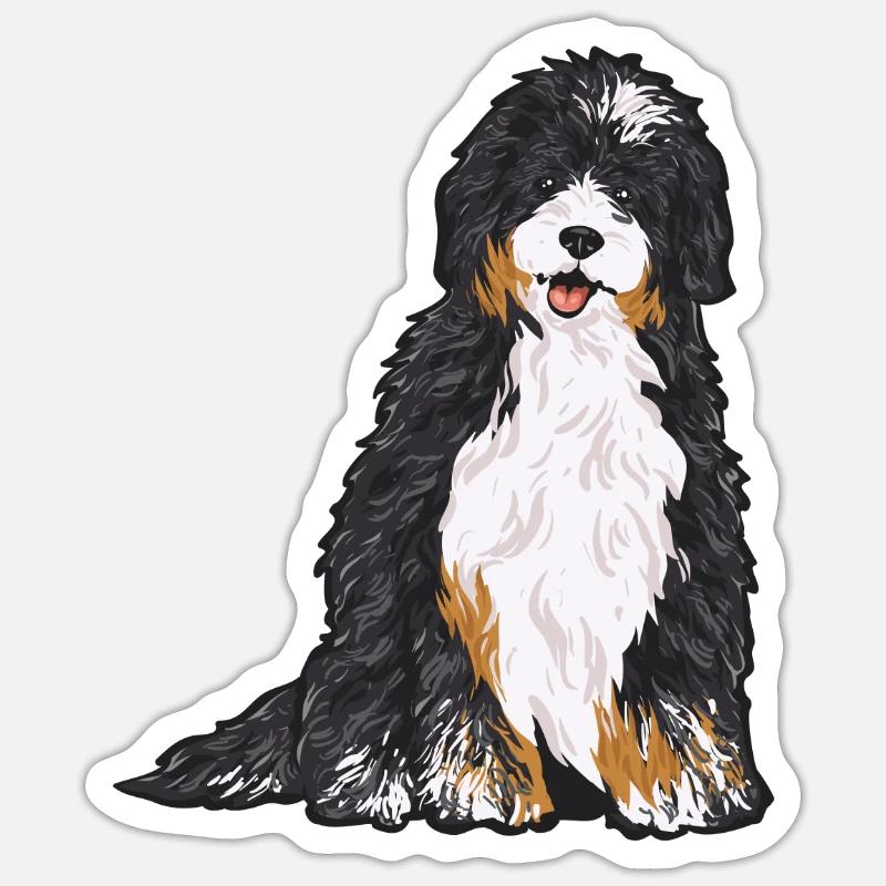 Bernedoodle Hund - Sticker Größe S (10 x 10 cm) - Mattweiß
