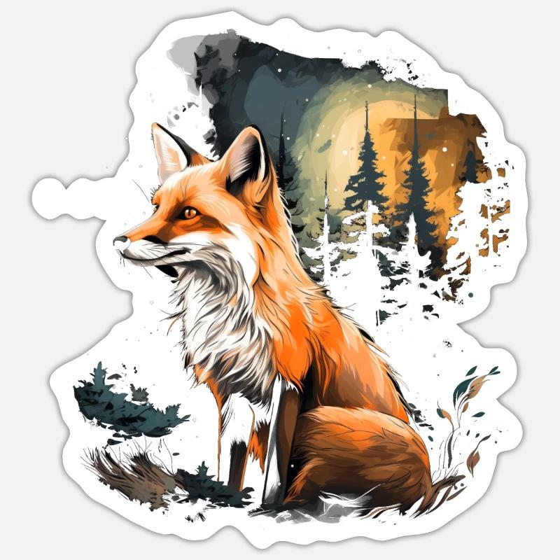 Fuchs - Sticker Größe S (10 x 10 cm) - Mattweiß