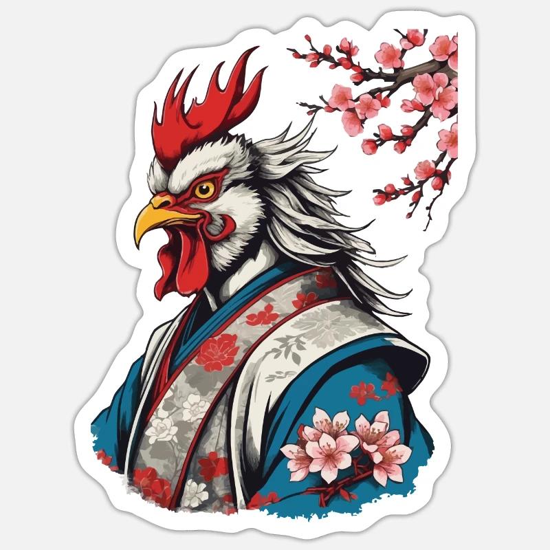 Samurai in Ukiyo-e Style Retro Design Sticker size S (10 x 10 cm)