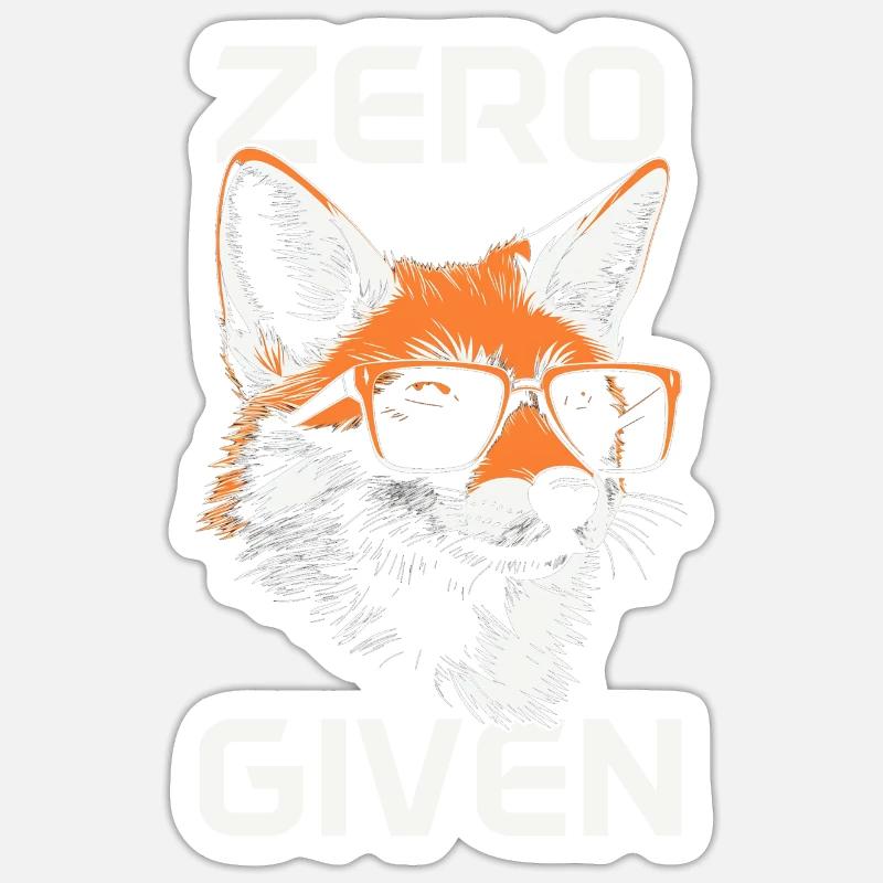 Fuchs Zero Fox Given Lustig - Sticker Größe S (10 x 10 cm) - Mattweiß