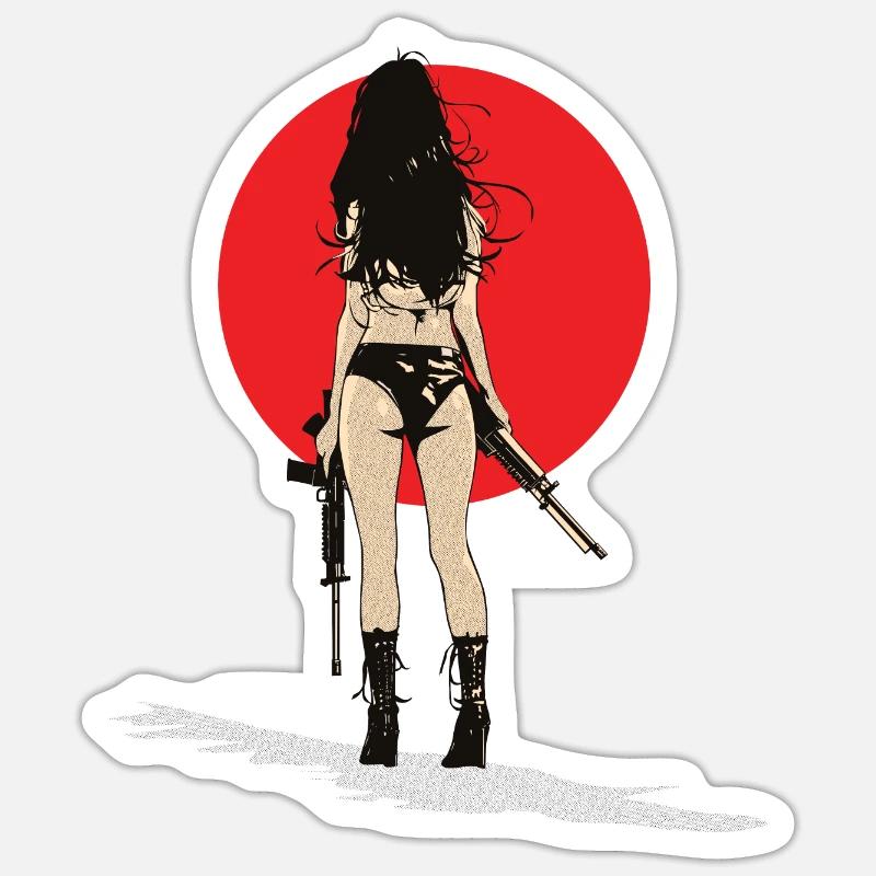 Femme de fusil - Sticker taille S (10 x 10 cm) - blanc mat