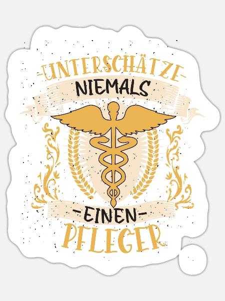 Pfleger Geschenk Fürsorglich Lustig Beruf - Sticker Größe S (10 x 10 cm) - Mattweiß
