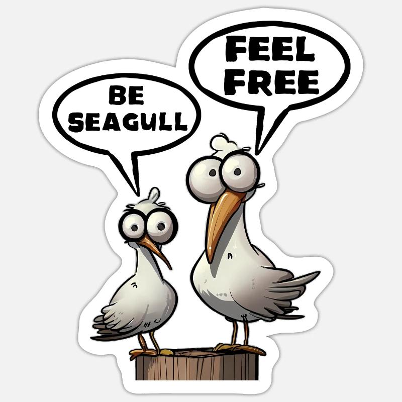 Be Seagull sentez-vous libre - Sticker taille S (10 x 10 cm) - blanc mat
