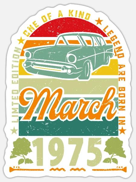 März 1975, März 1975, März 1975. - Sticker Größe S (10 x 10 cm) - Mattweiß