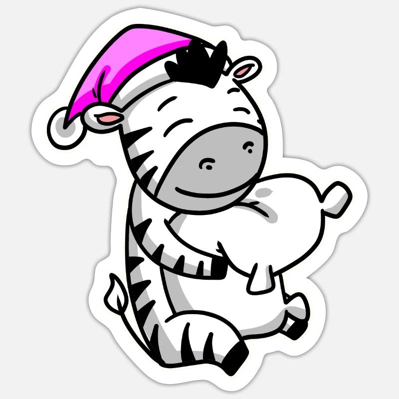Zebra Müde Ausschlafen Schlafen Mädchen - Sticker Größe S (10 x 10 cm) - Mattweiß