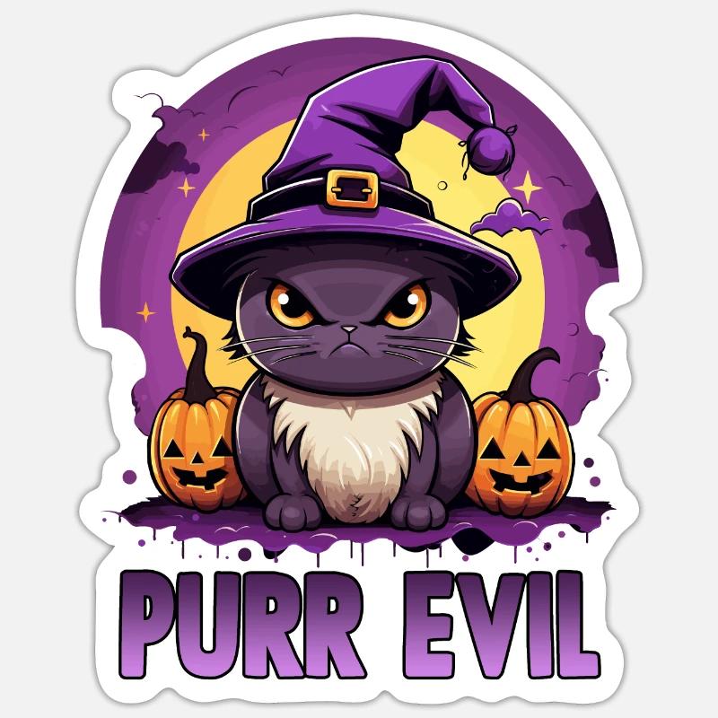 Halloween Katzen Kostüm Süßes oder Saures Sticker Größe S (10 x 10 cm)
