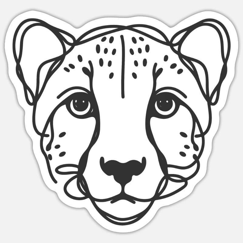 Line Art Dad Mom - Cheetah - Sticker size S (10 x 10 cm) - white matte
