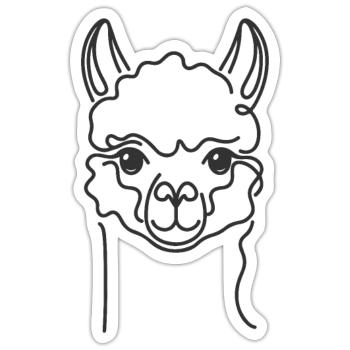 Linie Art Dad Mama - Alpaka - Sticker Größe S (10 x 10 cm) - Mattweiß - Vorne