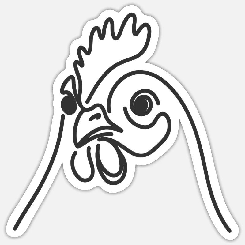 Line Art Papa Maman - Poulet - Sticker taille S (10 x 10 cm) - blanc mat