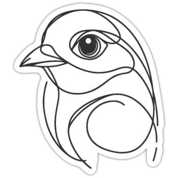 Line Art Dad Mom - Bird - Sticker size S (10 x 10 cm) - white matte - Front