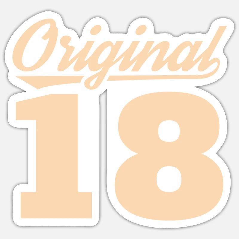 Original 18 Jahre Geburtstagsgeschenk - Sticker Größe S (10 x 10 cm) - Mattweiß