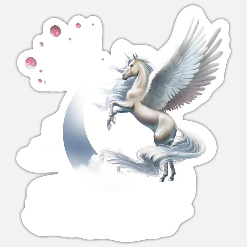 Einhorn oder Pegasus Fliegendes Pferd Sticker Größe S (10 x 10 cm)