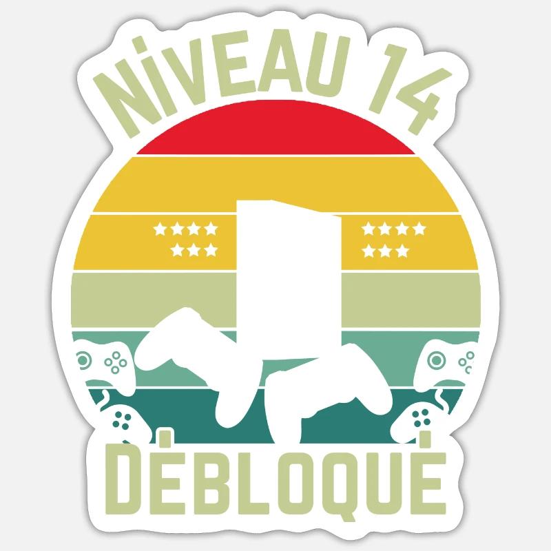 Niveau 14 Débloqué - Sticker taille S (10 x 10 cm) - blanc mat