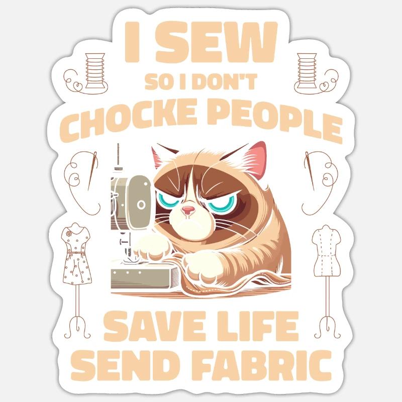 Machine à coudre Machine à coudre Je couds pour ne pas étouffer les gens - Sticker taille S (10 x 10 cm) - blanc mat