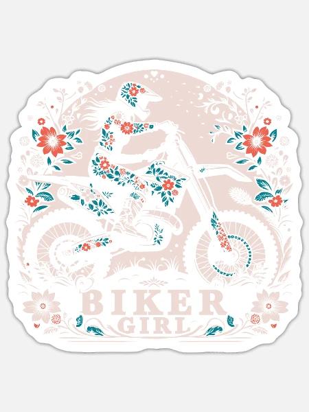 Mx Motocross Dirt Bike Biker Girl - Sticker Größe S (10 x 10 cm) - Mattweiß