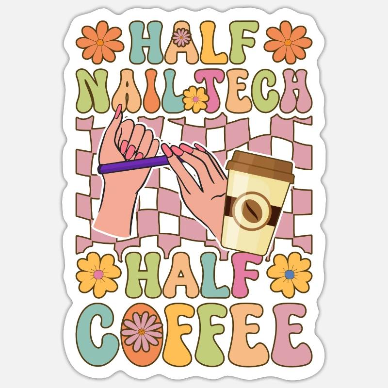 Nageltechnikerin Kaffeeliebhaberin - Sticker Größe S (10 x 10 cm) - Mattweiß