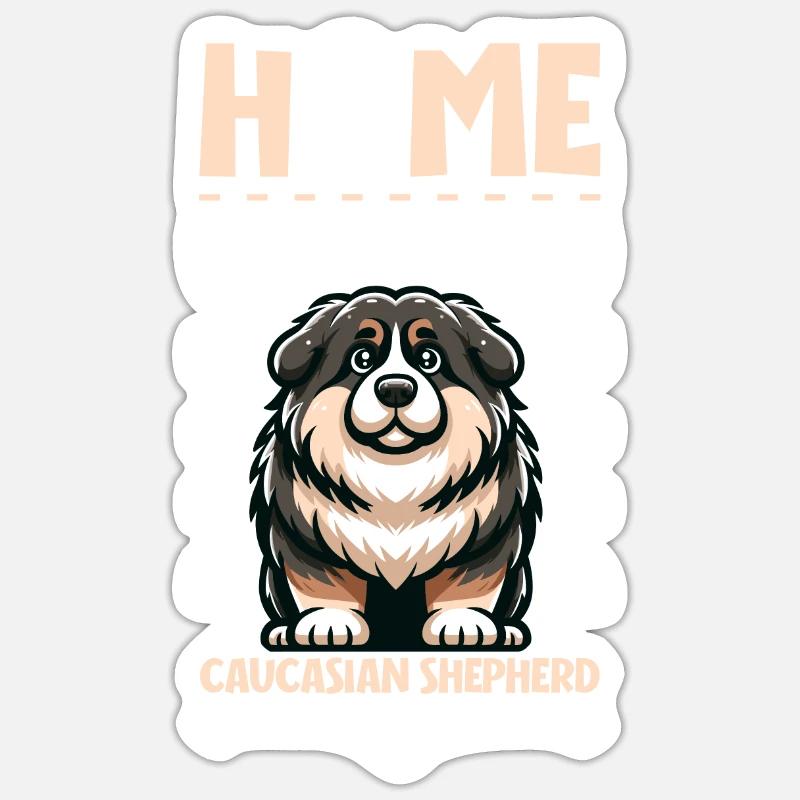 Zuhause - Kaukasischer Owtscharka - Sticker Größe S (10 x 10 cm) - Mattweiß