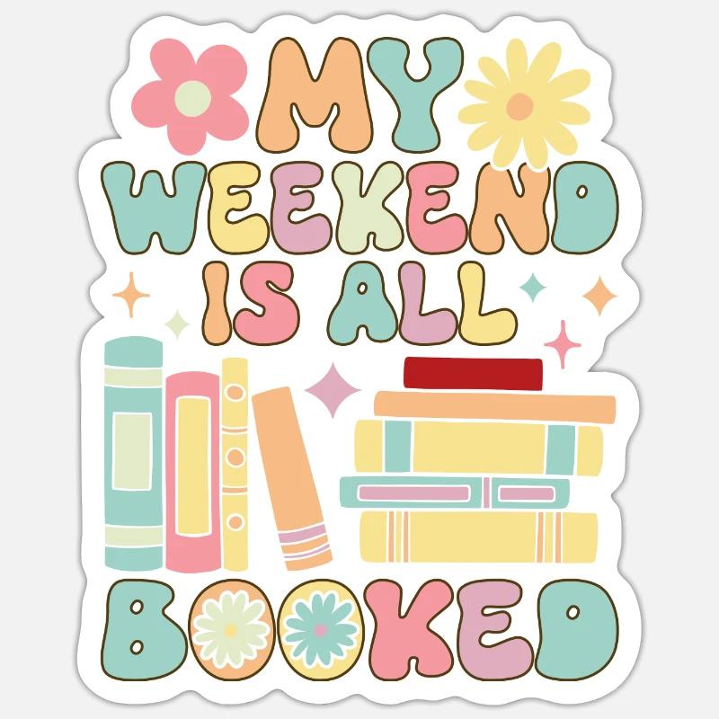 Groovy Book Reader Buch lesen - Sticker Größe S (10 x 10 cm) - Mattweiß