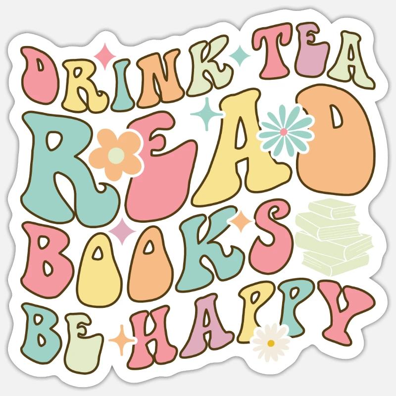 Groovy Book Reader Buch lesen - Sticker Größe S (10 x 10 cm) - Mattweiß