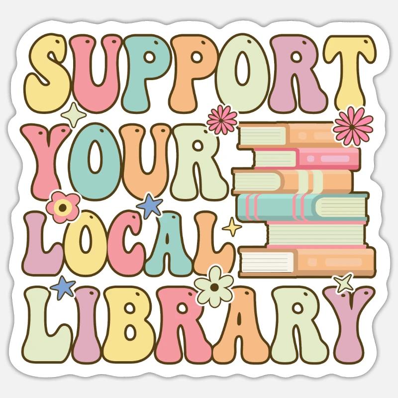 Groovy Book Reader Bibliothekar - Sticker Größe S (10 x 10 cm) - Mattweiß