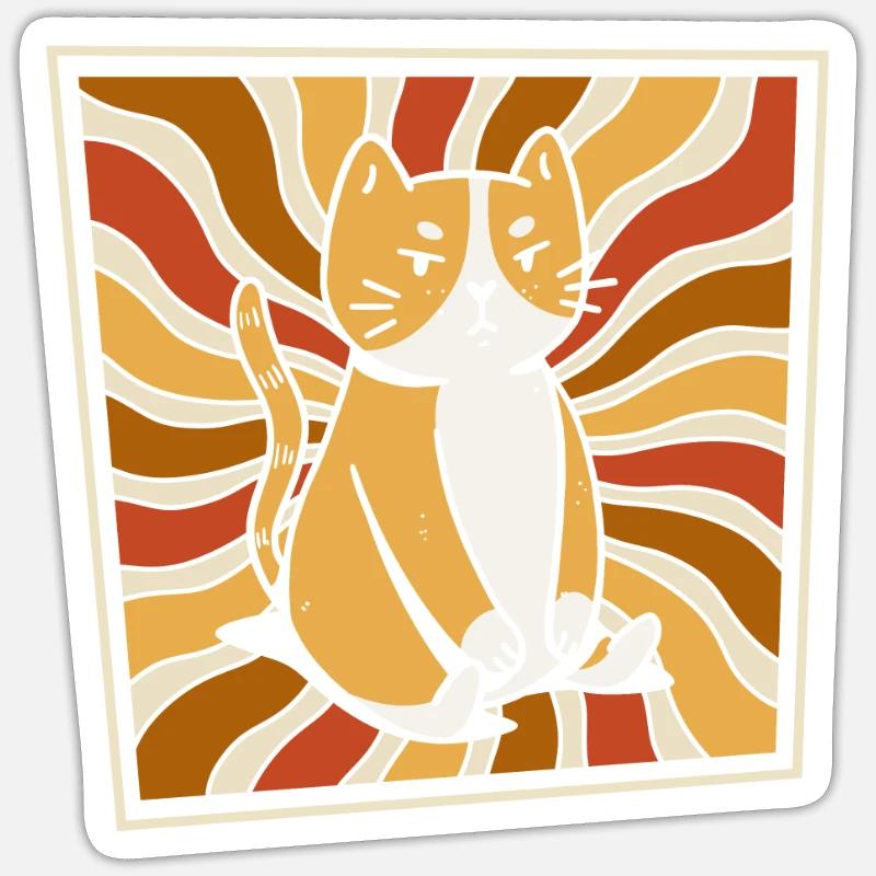 Chat - Sticker taille S (10 x 10 cm) - blanc mat