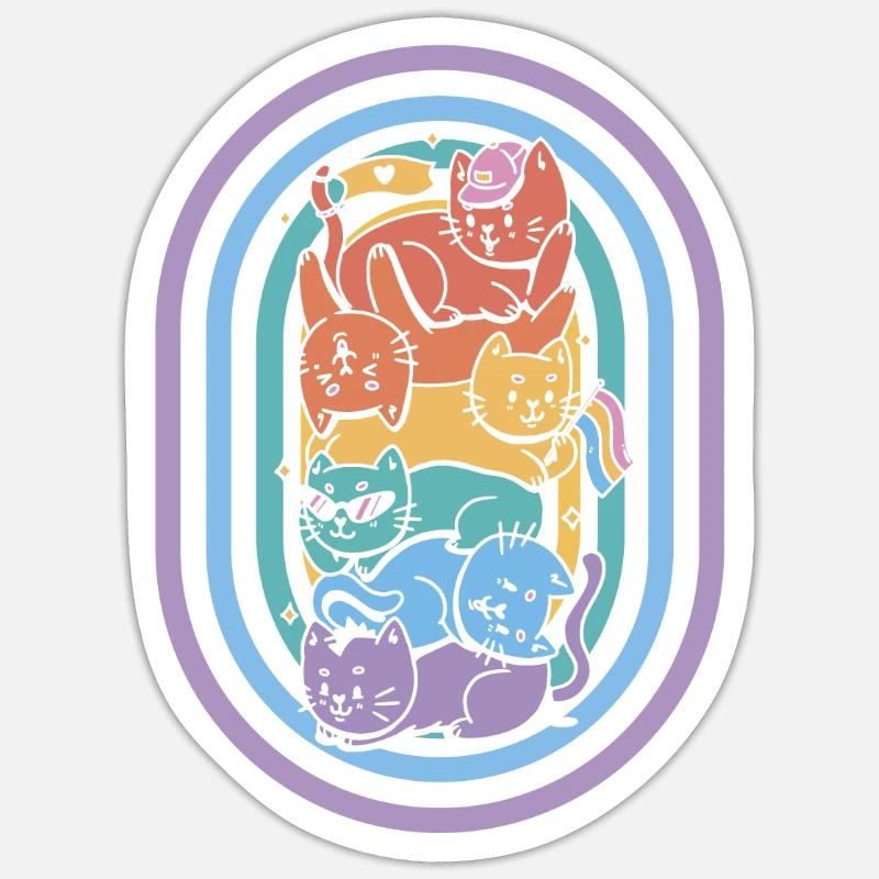 Katze - Sticker Größe S (10 x 10 cm) - Mattweiß