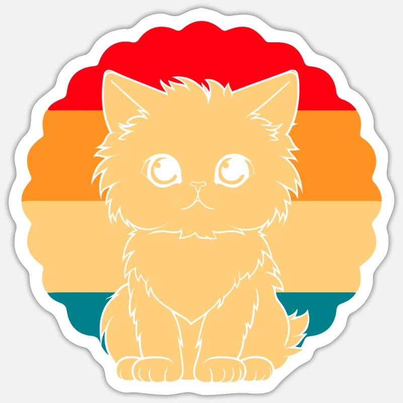 Katze - Sticker Größe S (10 x 10 cm) - Mattweiß