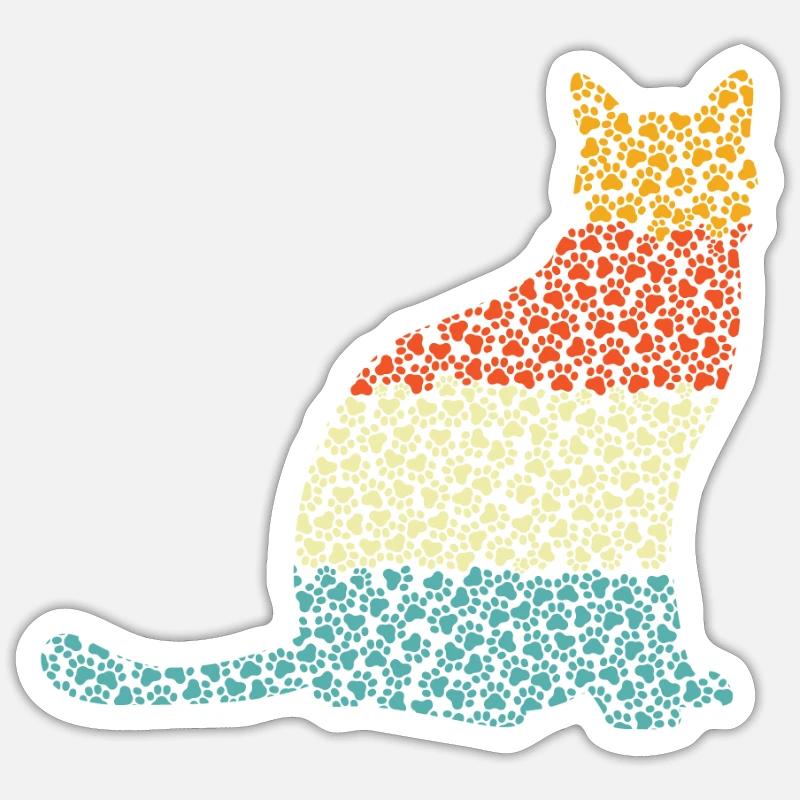 Chat - Sticker taille S (10 x 10 cm) - blanc mat