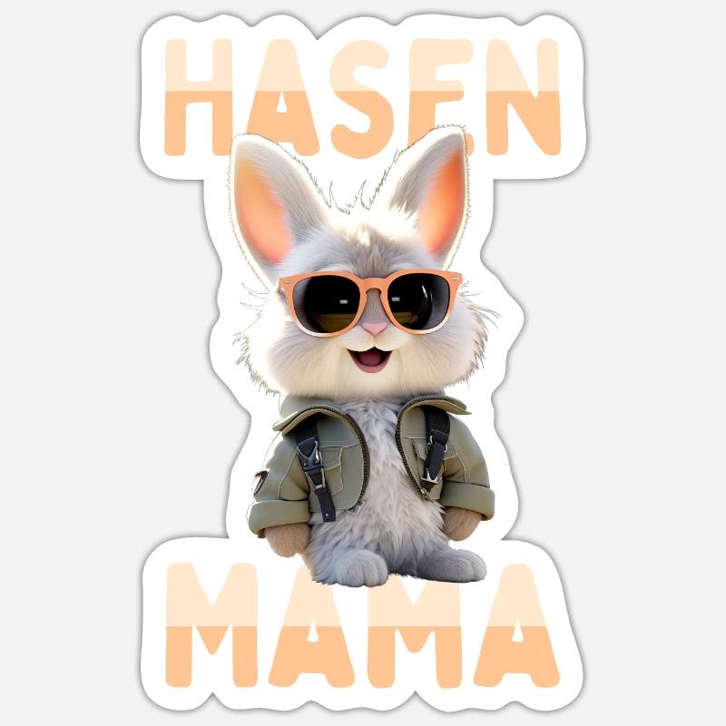 Hasen Mama Muttertag Kaninchen Bunny Mutter Hase Sticker Größe S (10 x 10 cm)