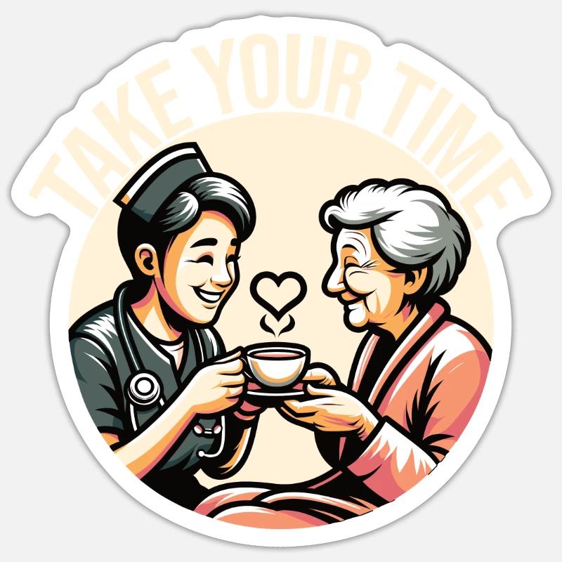 Infirmier(ère) en gériatrie - Sticker taille S (10 x 10 cm) - blanc mat