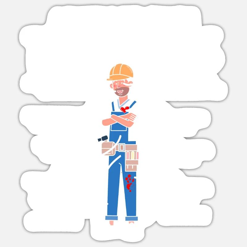 Anatomie d’un charpentier - Sticker taille S (10 x 10 cm) - blanc mat