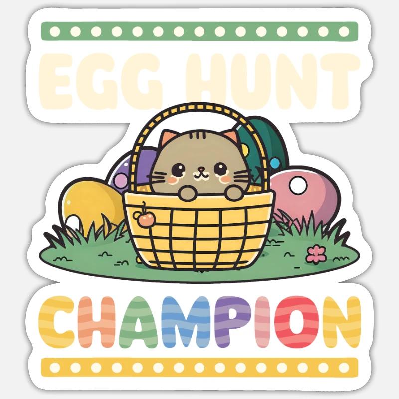 Cat Easter Egg Hunt Champion Sticker size S (10 x 10 cm)