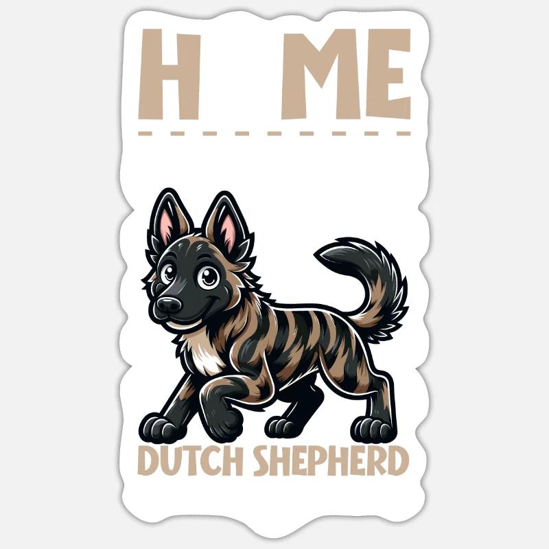Zuhause - Holländischer Schäferhund - Sticker Größe S (10 x 10 cm) - Mattweiß