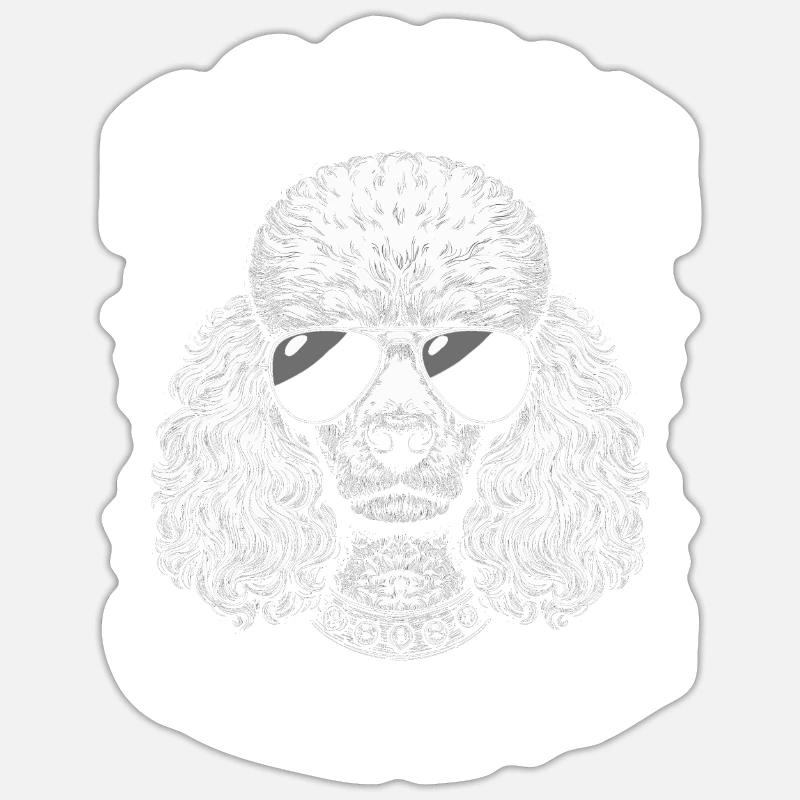 Grand-mère caniche - Sticker taille S (10 x 10 cm) - blanc mat