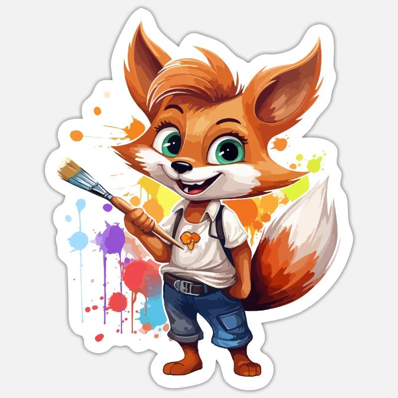 Fox Painter Sticker size S (10 x 10 cm)