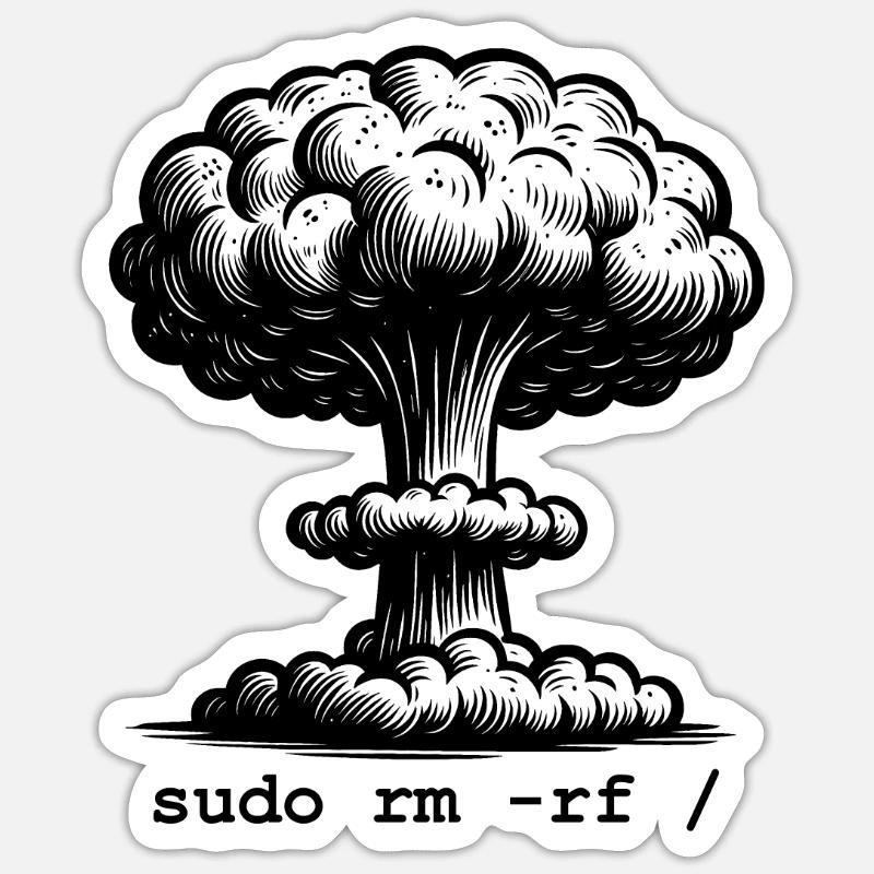 Linux Funny Linux Command Sudo RM RF für Männer - Sticker Größe S (10 x 10 cm) - Mattweiß
