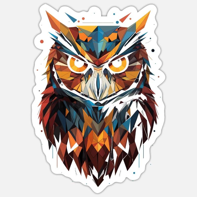 Eule Polygon Vintage Geschenk - Sticker Größe S (10 x 10 cm) - Mattweiß