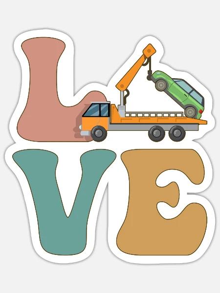 LOVE Abschleppwagenfahrer Abschleppdienst Abschlep - Sticker Größe S (10 x 10 cm) - Mattweiß