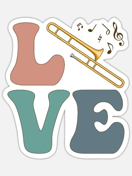 LIEBE Posaunist Instrument Posaunist - Sticker Größe S (10 x 10 cm) - Mattweiß