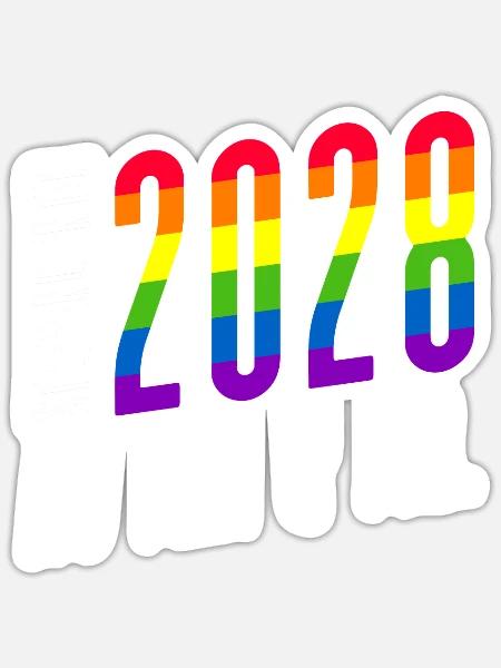 Gay Pride 2028 Hochzeit Homo-Ehe - Sticker Größe S (10 x 10 cm) - Mattweiß